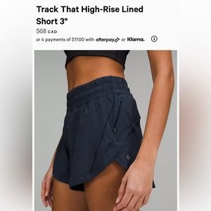 LULULEMON high rise track shorts